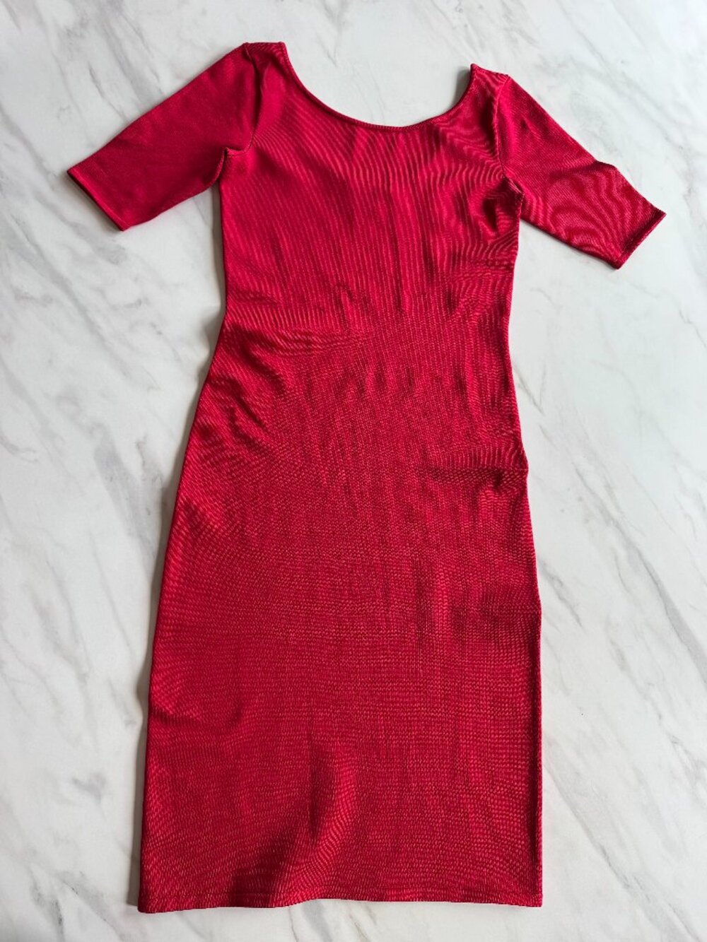 Ralph Lauren Red Bodycon Dress – Size S – Shimmery Stretch Fabric